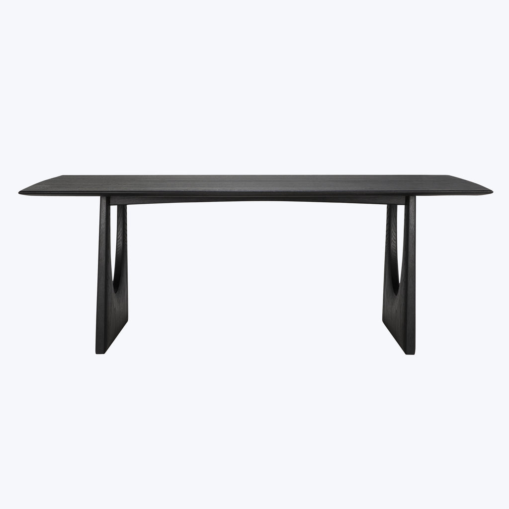 Oak Geometric Rectangular Dining Table Black / 87"