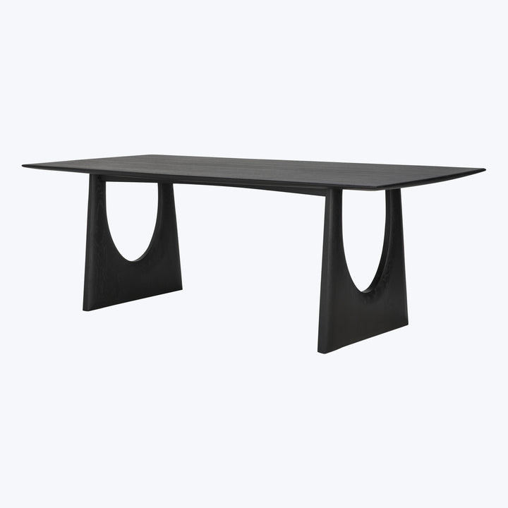 Oak Geometric Rectangular Dining Table Black / 87"