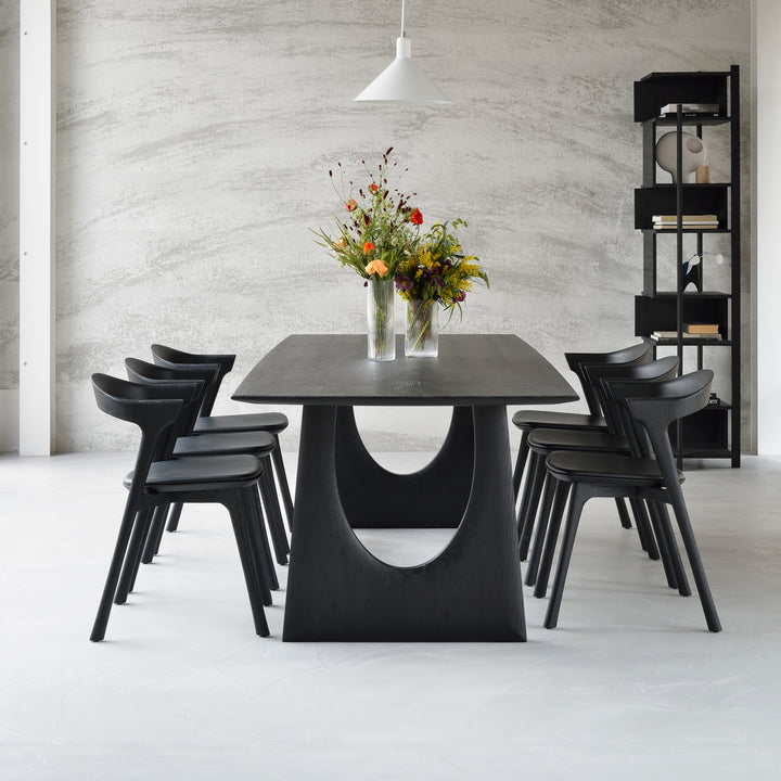 Oak Geometric Rectangular Dining Table Black / 98"