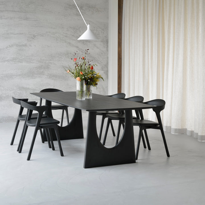 Oak Geometric Rectangular Dining Table Black / 98"