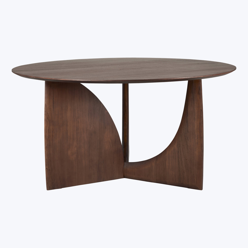 Teak Geometric Round Dining Table