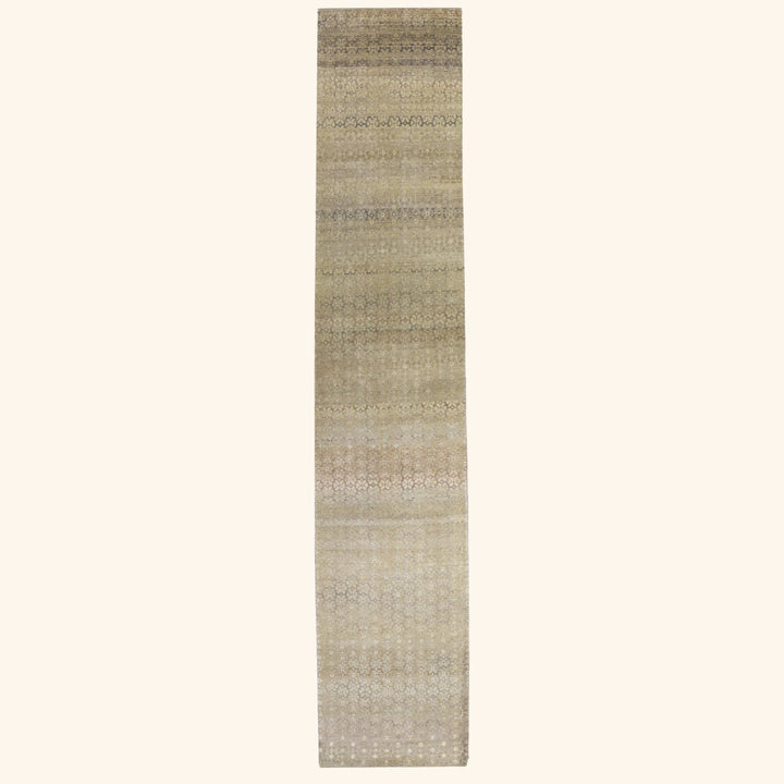 Beige Alchemy Contemporary Wool Silk Blend Runner - 3'1" x 18'4"