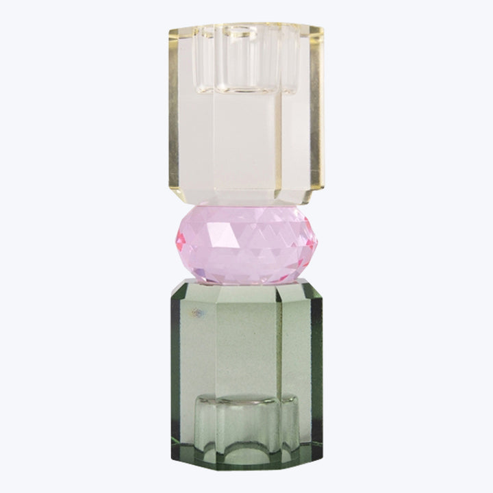 Ornamental Crystal Candle Holder Butter/Baby Pink/Olive