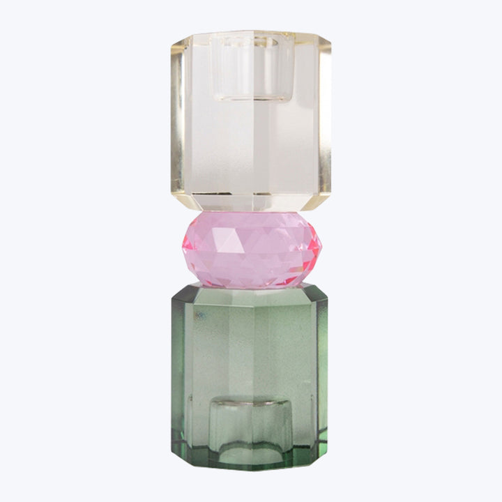 Ornamental Crystal Candle Holder Butter/Baby Pink/Olive