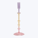 Ombré Ornamental Glass Candlestick Pink/Yellow/Purple