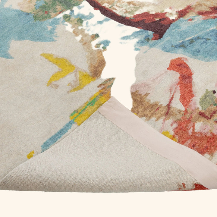 Multicolored Contemporary Tibetan Wool Silk Blend Rug - 9' x 12'
