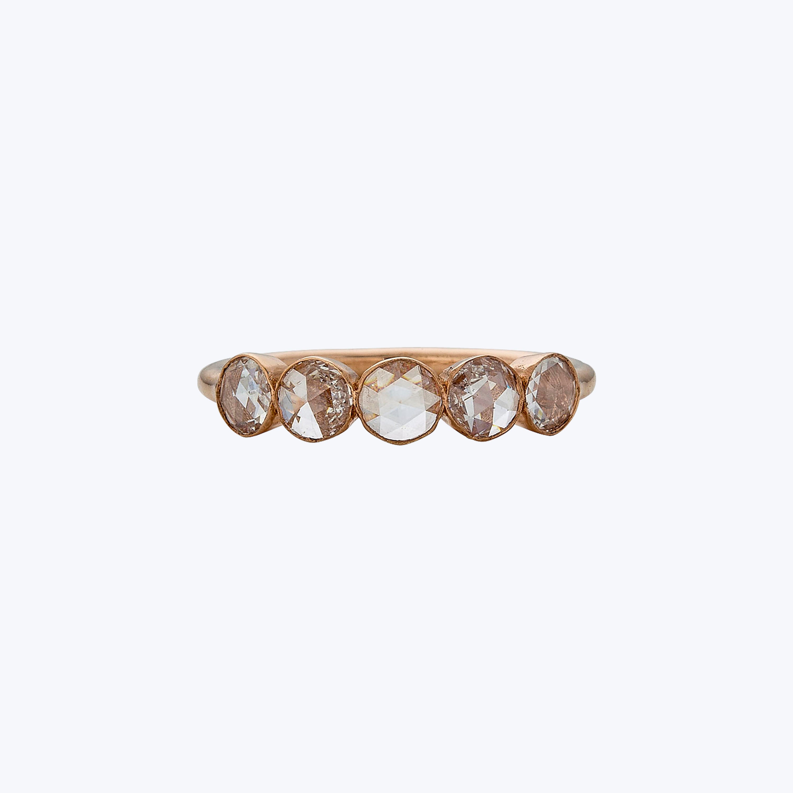 Contemporary 18K Rose Gold 5-Stone Diamond Ring