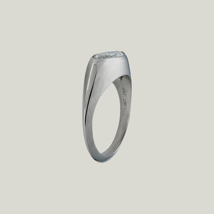Contemporary Platinum Marquise Diamond Solitaire Ring