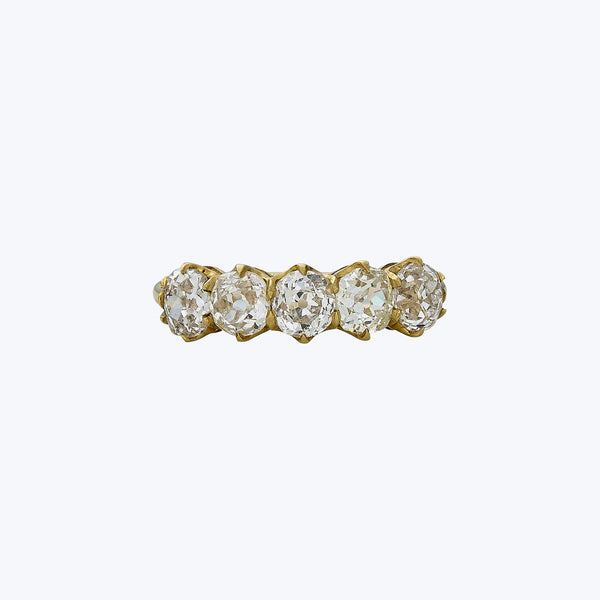 Contemporary 18K Yellow Gold Old Mine Cut Diamond Band