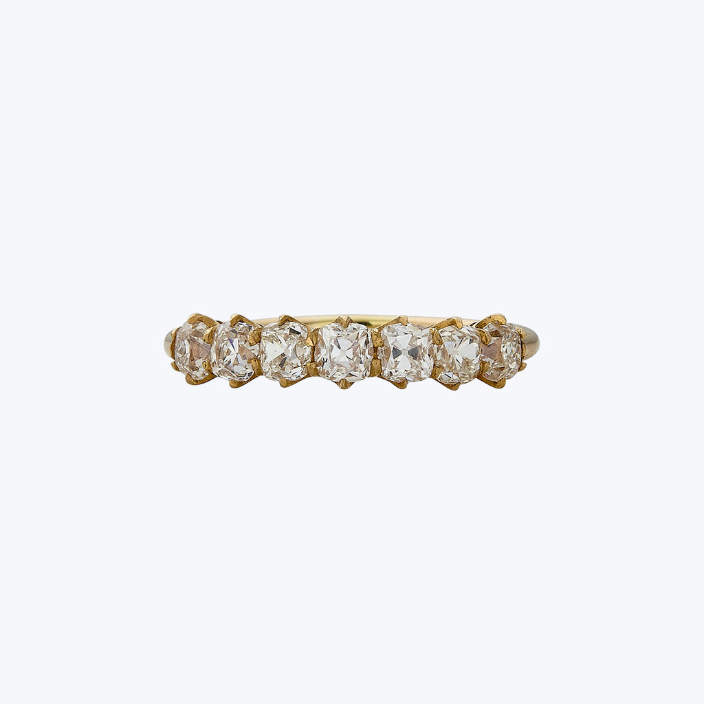 Contemporary 18K Yellow gold Petite Old Mine Cut Diamond Band