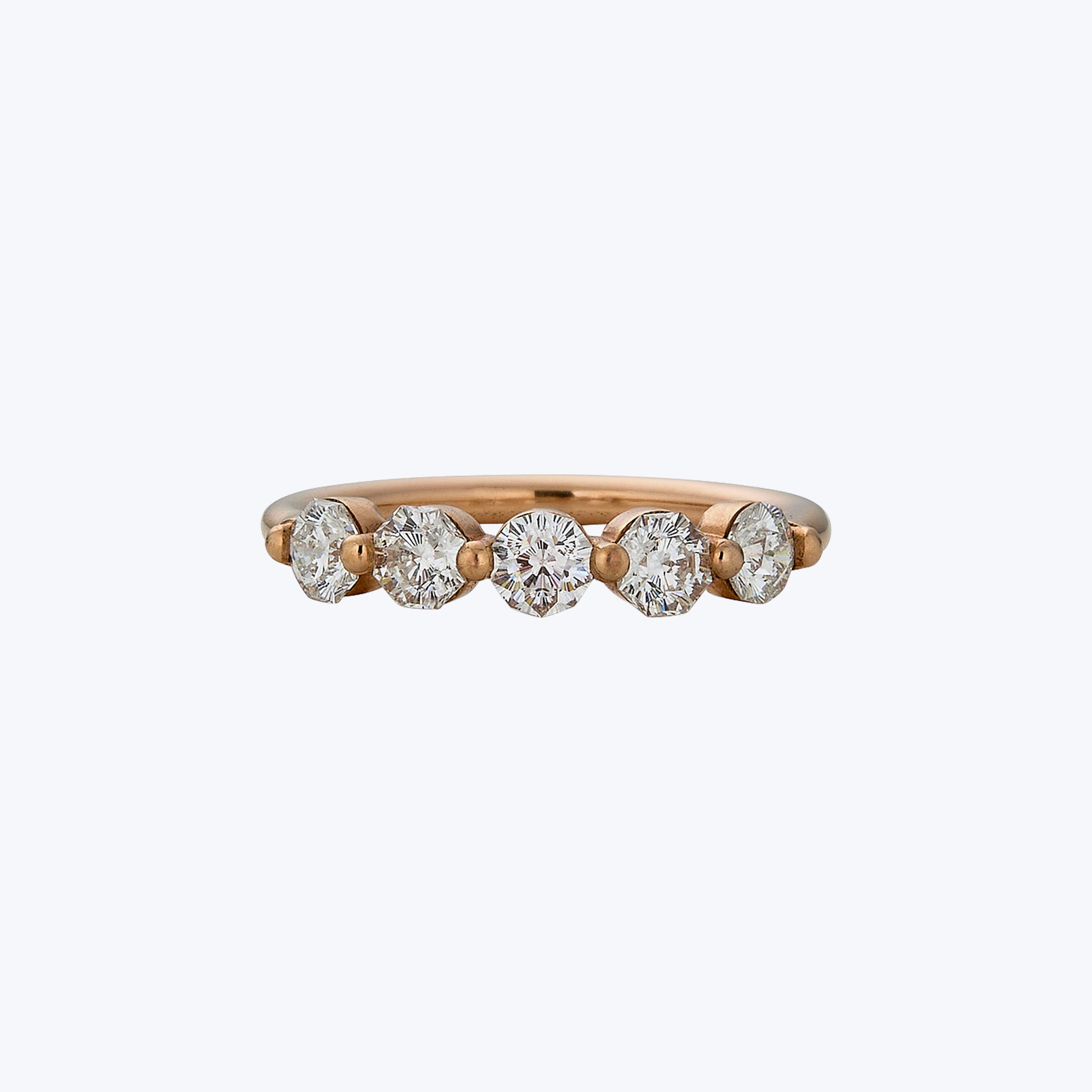 Contemporary 18K Rose Gold Octagonal Cut Diamond Band