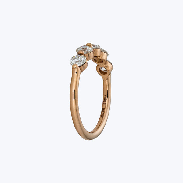 Contemporary 18K Rose Gold Octagonal Cut Diamond Band