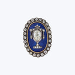 Georgian Silver on 18K Yellow Gold, Diamond and Enamel Urn Motif Ring
