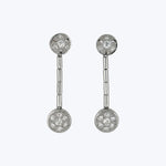 Art Deco Platinum Diamond Domed Cluster Drop Earrings