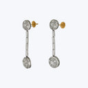 Art Deco Platinum Diamond Domed Cluster Drop Earrings