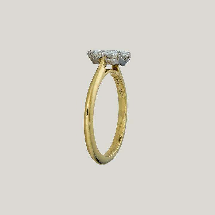 Contemporary Platinum and 18K Yellow Gold Cushion Cut Diamond Solitaire Ring
