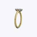 Contemporary Platinum and 18K Yellow Gold Cushion Cut Diamond Solitaire Ring