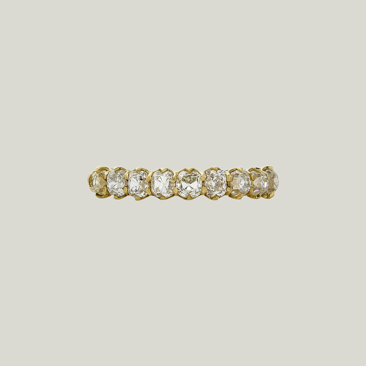 Contemporary 18K Yellow Gold Old Mine Cut Diamond Half-Hoop Band