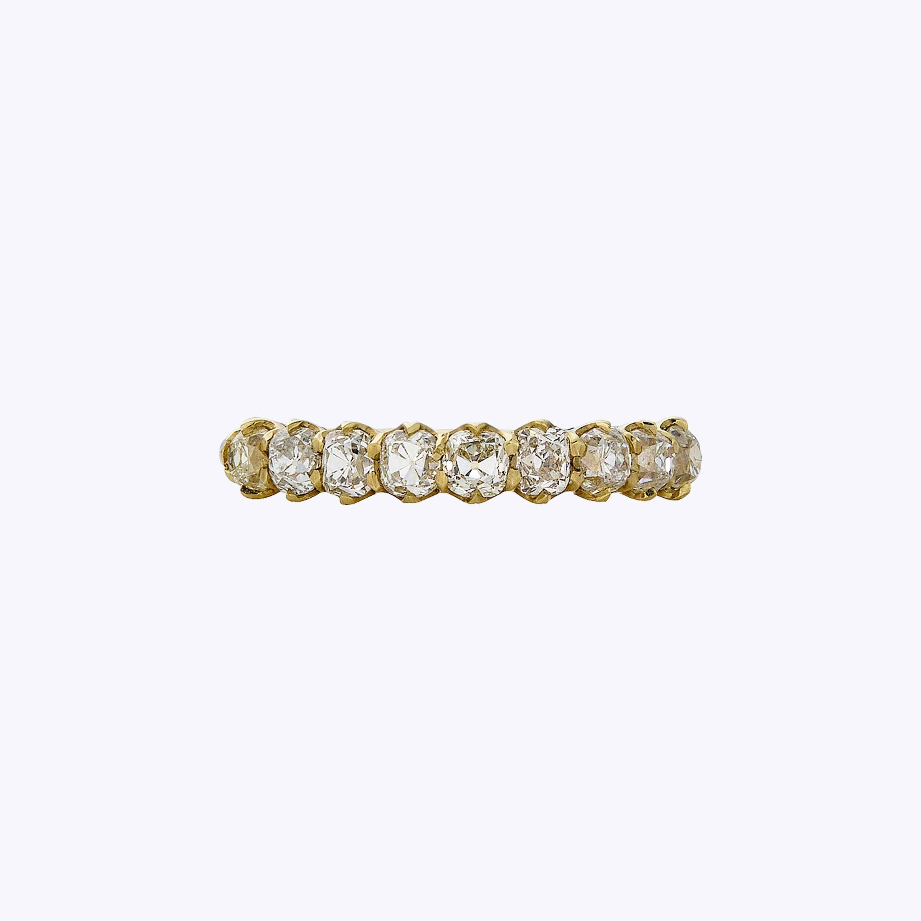 Contemporary 18K Yellow Gold Old Mine Cut Diamond Half-Hoop Band