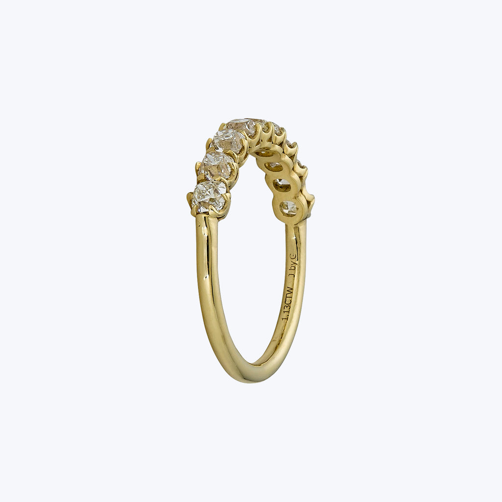 Contemporary 18K Yellow Gold Old Mine Cut Diamond Half-Hoop Band