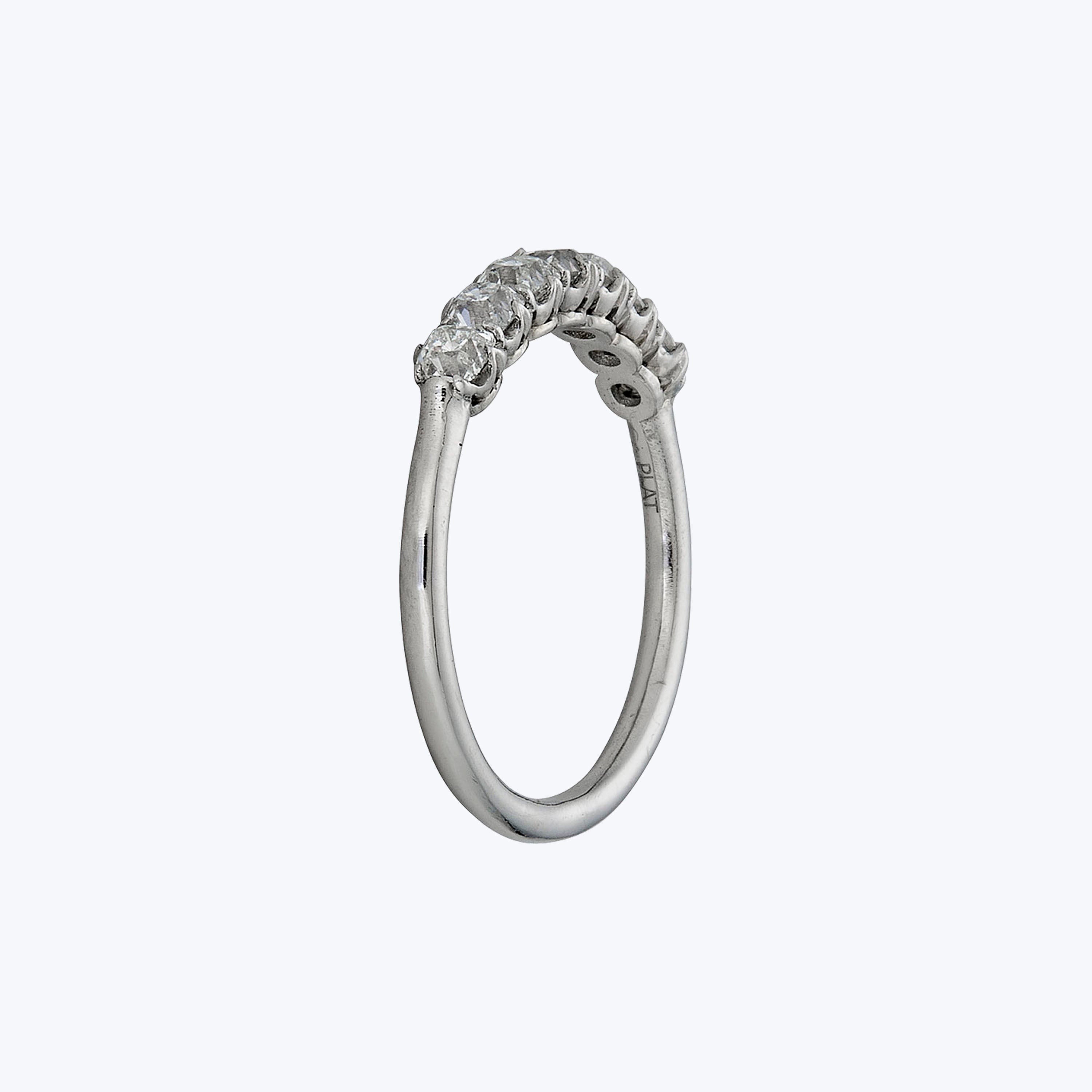 Contemporary Platinum Petite Old Mine Cut Diamond Ring