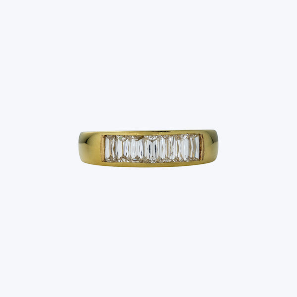 Contemporary 18K Yellow Gold Baguette Cut Diamond Band