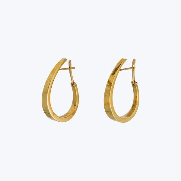 Vintage 14K Yellow Gold Large Teardrop Hoop Earrings