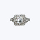 Art Deco Platinum French Cut Halo Ring