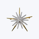 Vintage 18K Yellow Gold and 14K White Gold Sunburst Brooch