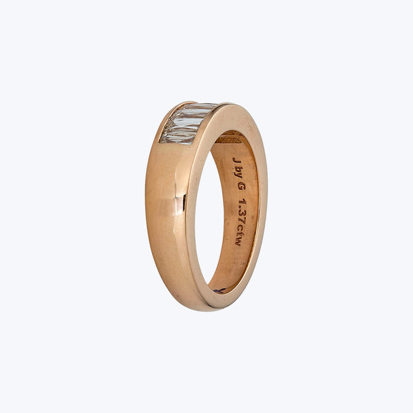 Contemporary 18K Rose Gold French Baguette Diamond Band