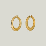 Italian Vintage 14K Yellow Gold Puffy Wide Hoop Earrings