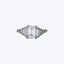 Contemporary Platinum Emerald Cut Diamond Ring;