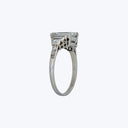 Contemporary Platinum Emerald Cut Diamond Ring;