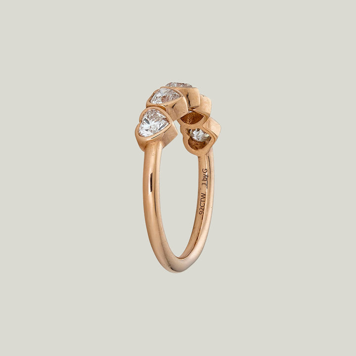 Contemporary 18K Rose Gold Heart-Cut Diamond Band