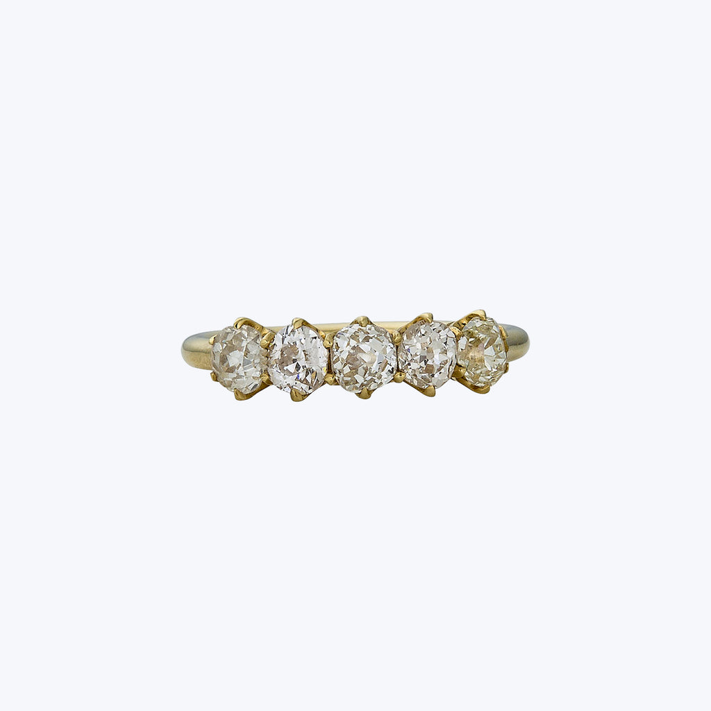 Contemporary 18K Yellow Gold Old Mine Cut Diamond Band