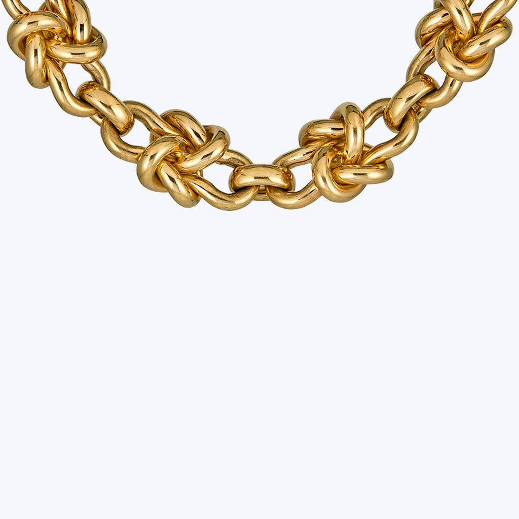 Italian Vintage 18K Yellow Gold Chunky Knot Motif Necklace and Bracelet