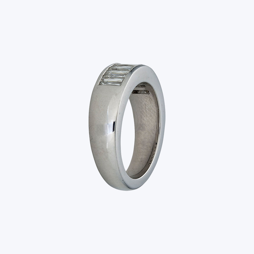 Contemporary Platinum French Baguette Cut Diamond Band