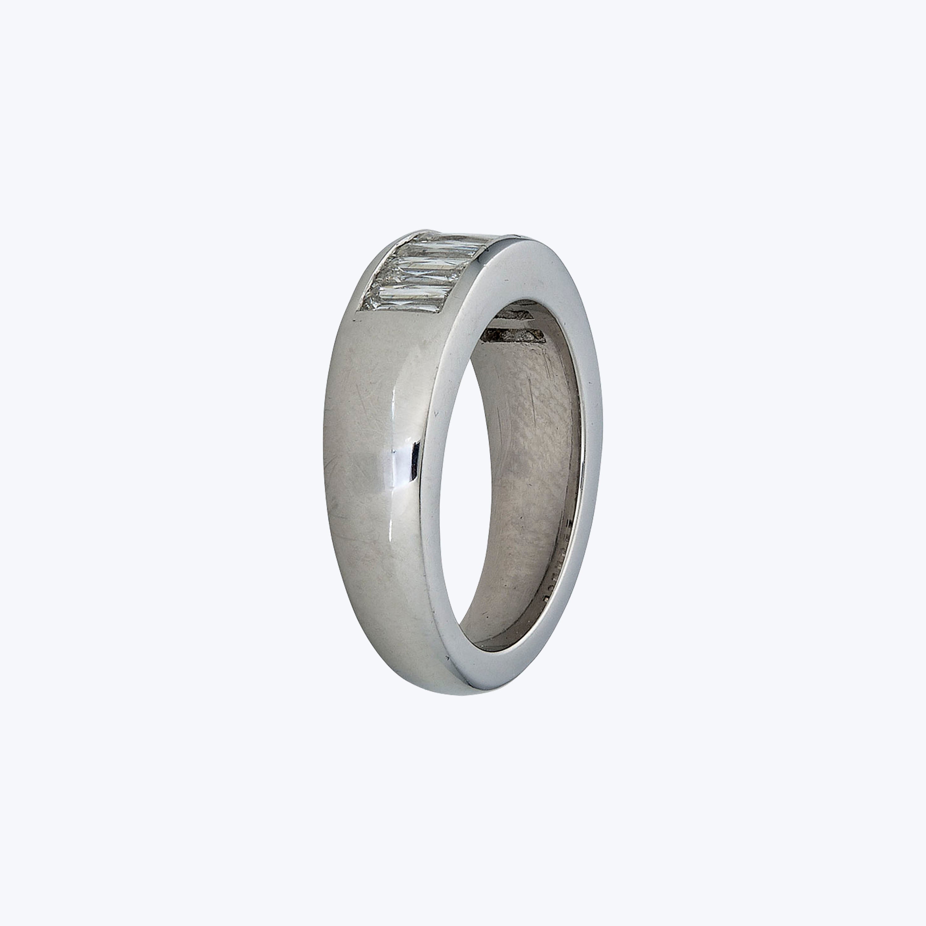 Contemporary Platinum French Baguette Cut Diamond Band