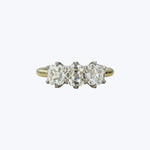 Contemporary 18K Yellow Gold and Platinum Diamond Trilogy Ring