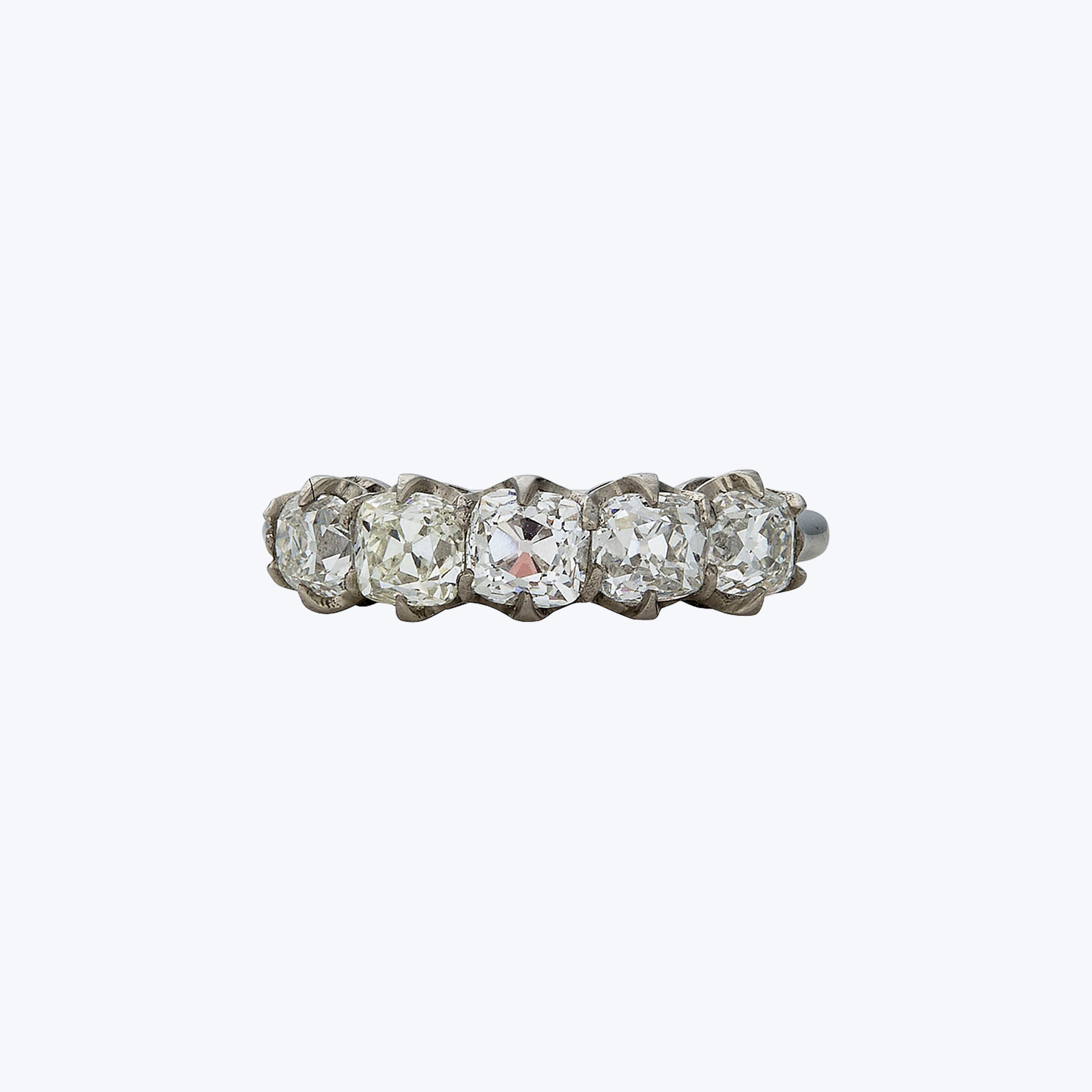 Contemporary Platinum Old Mine Cut Diamond Band