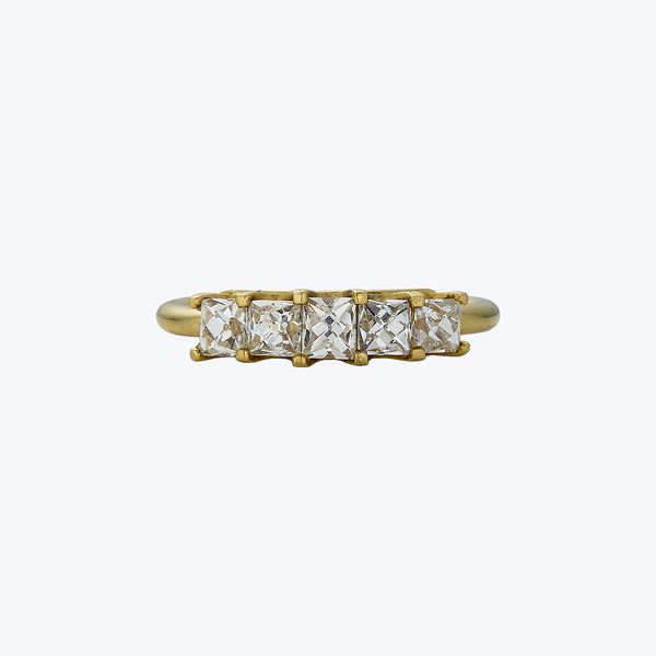 Contemporary Platinum and 18K Yellow Gold French Cut Diamond Band