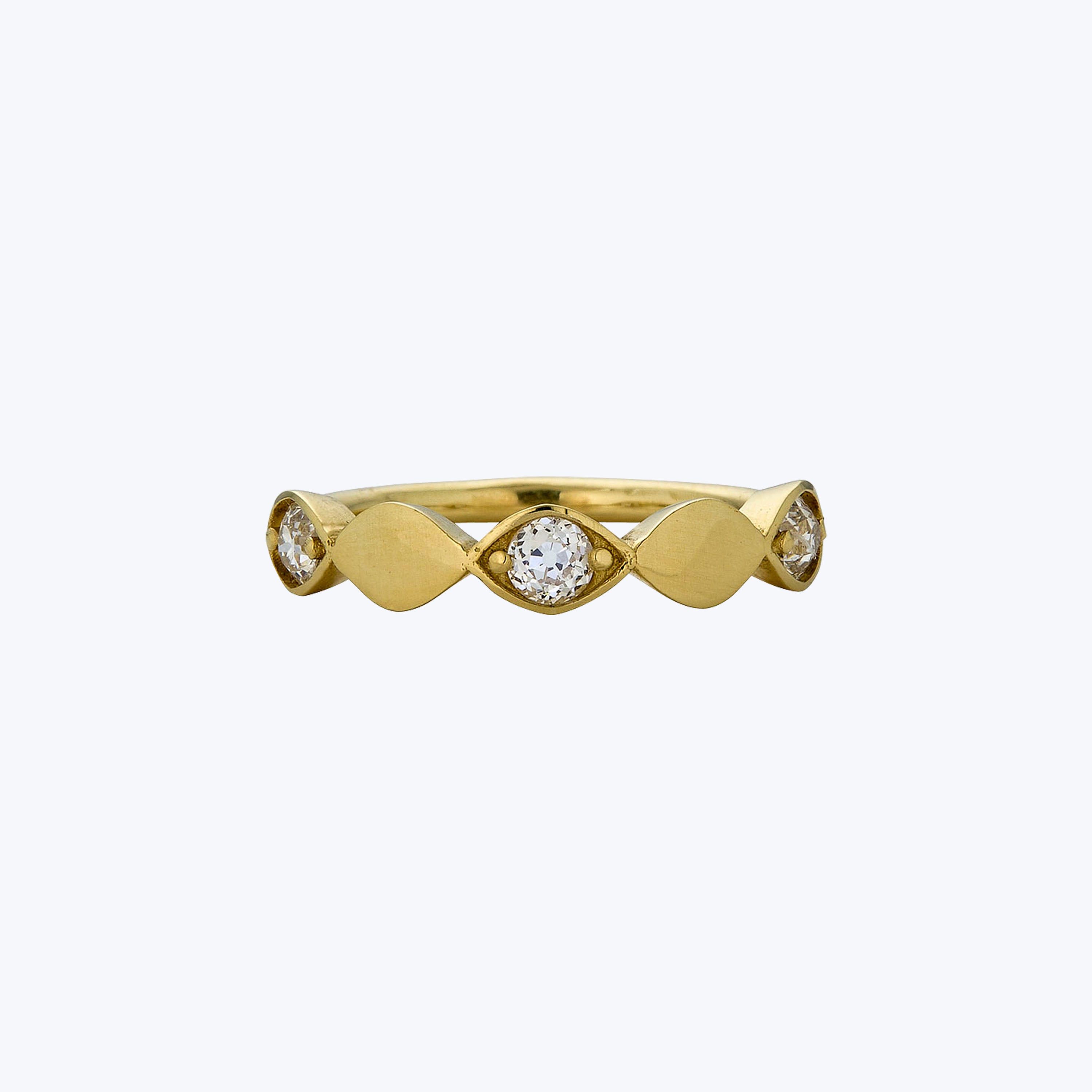 Contemporary 18k Yellow Gold Diamond Navette Ring