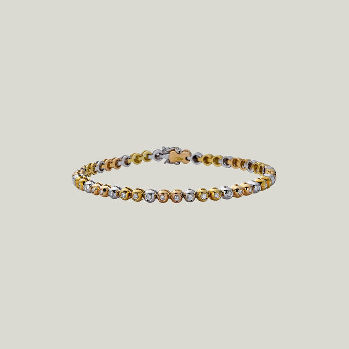 Vintage 18K Yellow and White Gold Diamond Bubble Bracelet