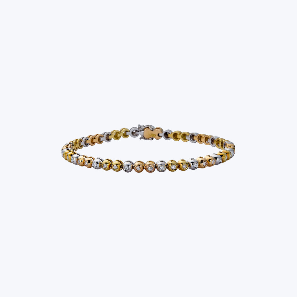 Vintage 18K Yellow and White Gold Diamond Bubble Bracelet