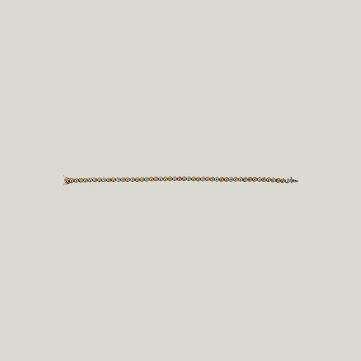 Vintage 18K Yellow and White Gold Diamond Bubble Bracelet