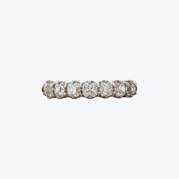 Contemporary Platinum and 18K Rose Gold Old Mine Cut Diamond Band