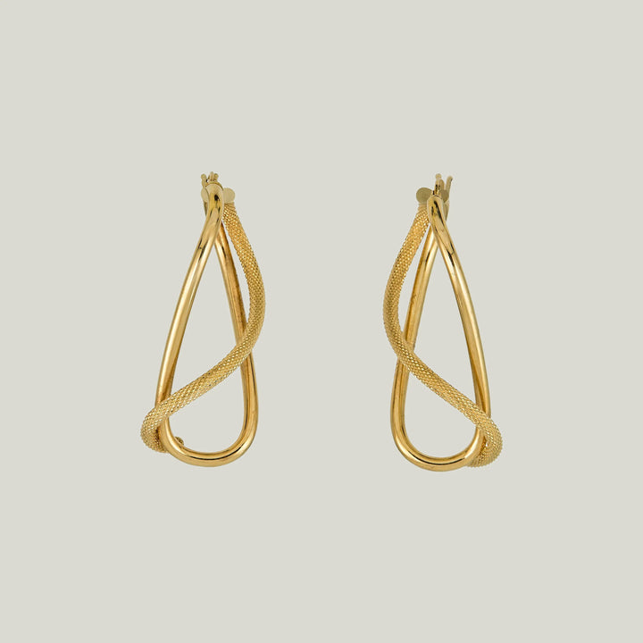 Italian Vintage 14K Yellow Gold Freeform Drop Earrings