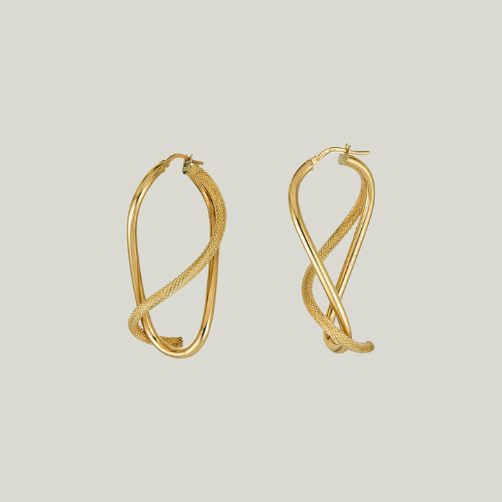 Italian Vintage 14K Yellow Gold Freeform Drop Earrings