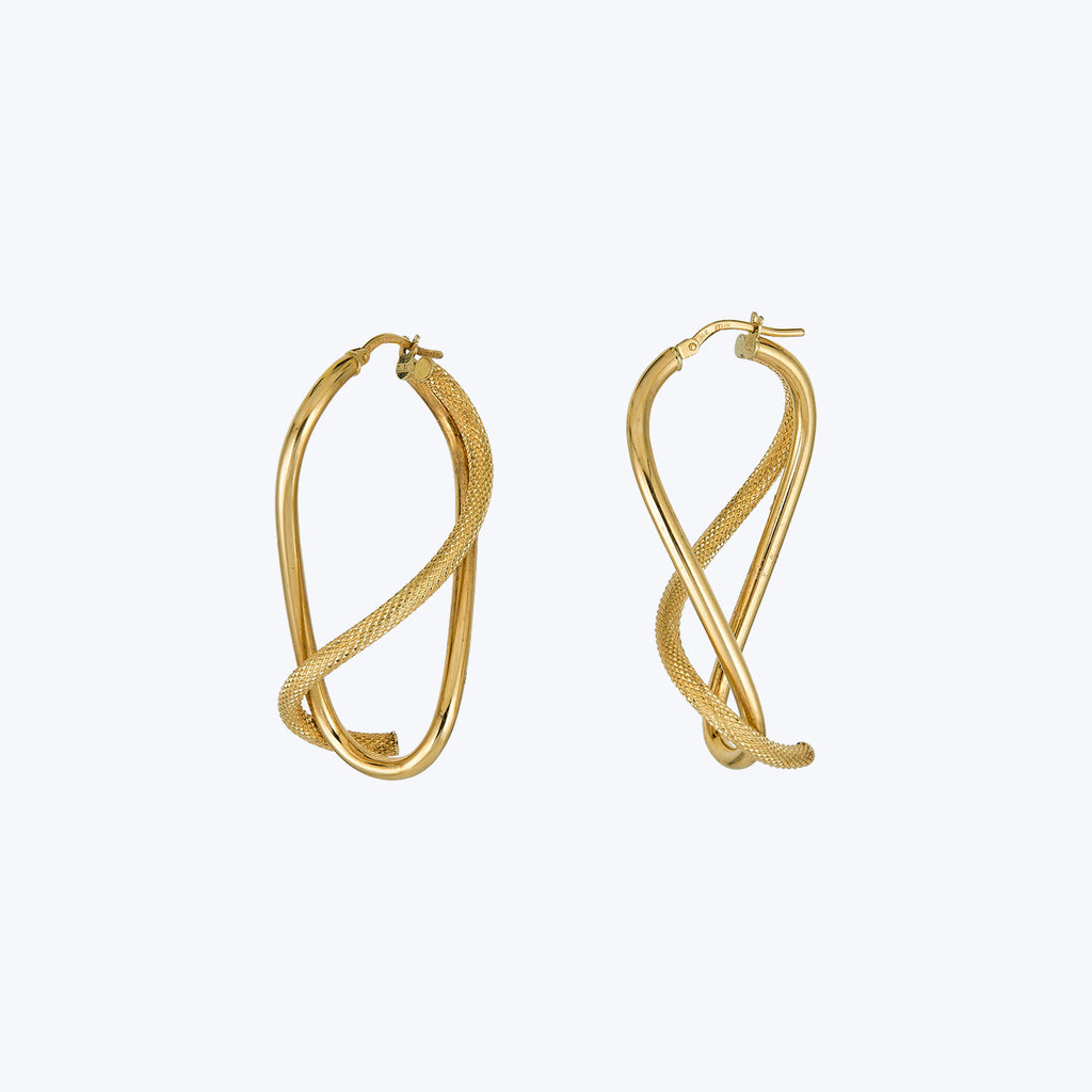 Italian Vintage 14K Yellow Gold Freeform Drop Earrings