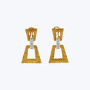 Retro 14K Yellow Gold Diamond Door Knocker Earrings